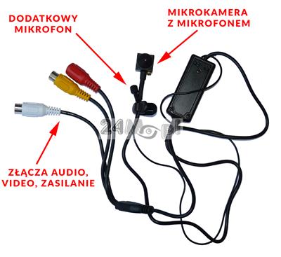 Mikrokamera cyfrowa AHD - doskonałe narzędzie monitoringu szpiegowskiego, jakość HD, 2 wbudowane mikrofony, szeroki kąt widzenia