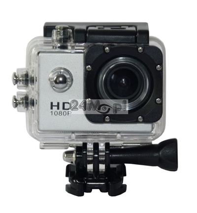 Sportowa kamera FULL HD - tryb VIDEO 60 klatek/sekundę, tryb FOTO [do 12 MPX], kąt 170 stopni, wbudowany mikrofon, wodoodporna obudowa [do 30 metrów] oraz inne akcesoria