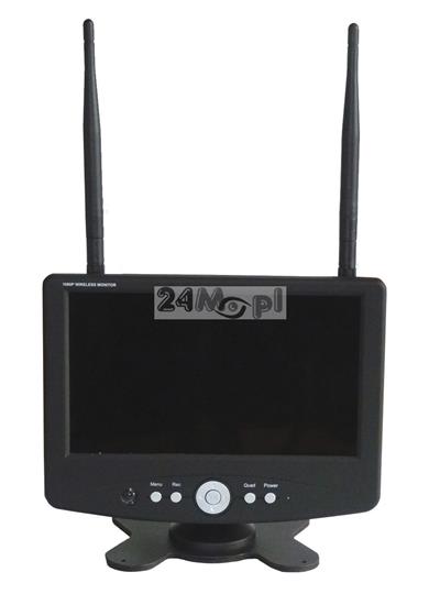 Odbiornik z wbudowanym wyświetlaczem LCD 7 do obsługi kamer bezprzewodowych 2,4 GHz - funkcja rejestracji na kartach SD (128 GB), jakość FULL HD, dostęp zdalny przez telefony komórkowe i tablety