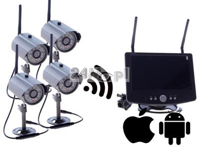 4 - kanałowy zestaw bezprzewodowy do monitoringu - zasięg do 200 metrów, rozdzielczość FULL HD, zapis na kartach SD, idealne rozwiązanie do samodzielnego montażu